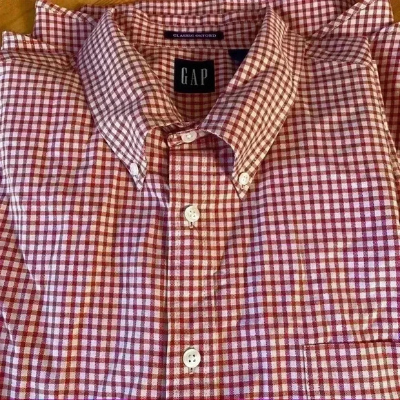 Gap Classic Oxford button down Shirt red gingham men’s XL - Picture 1 of 8
